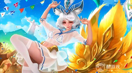 王者荣耀女英雄去掉所有服装不遮挡设计 女角色翻白眼吐舌头白色液体高清图